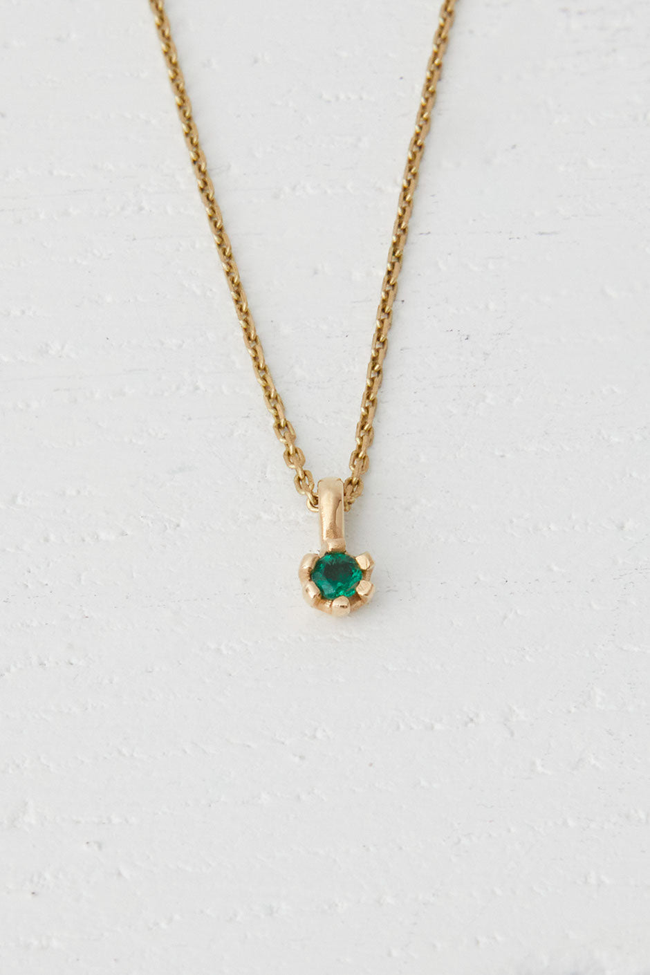 Emerald Pendant with Fine Cable Chain