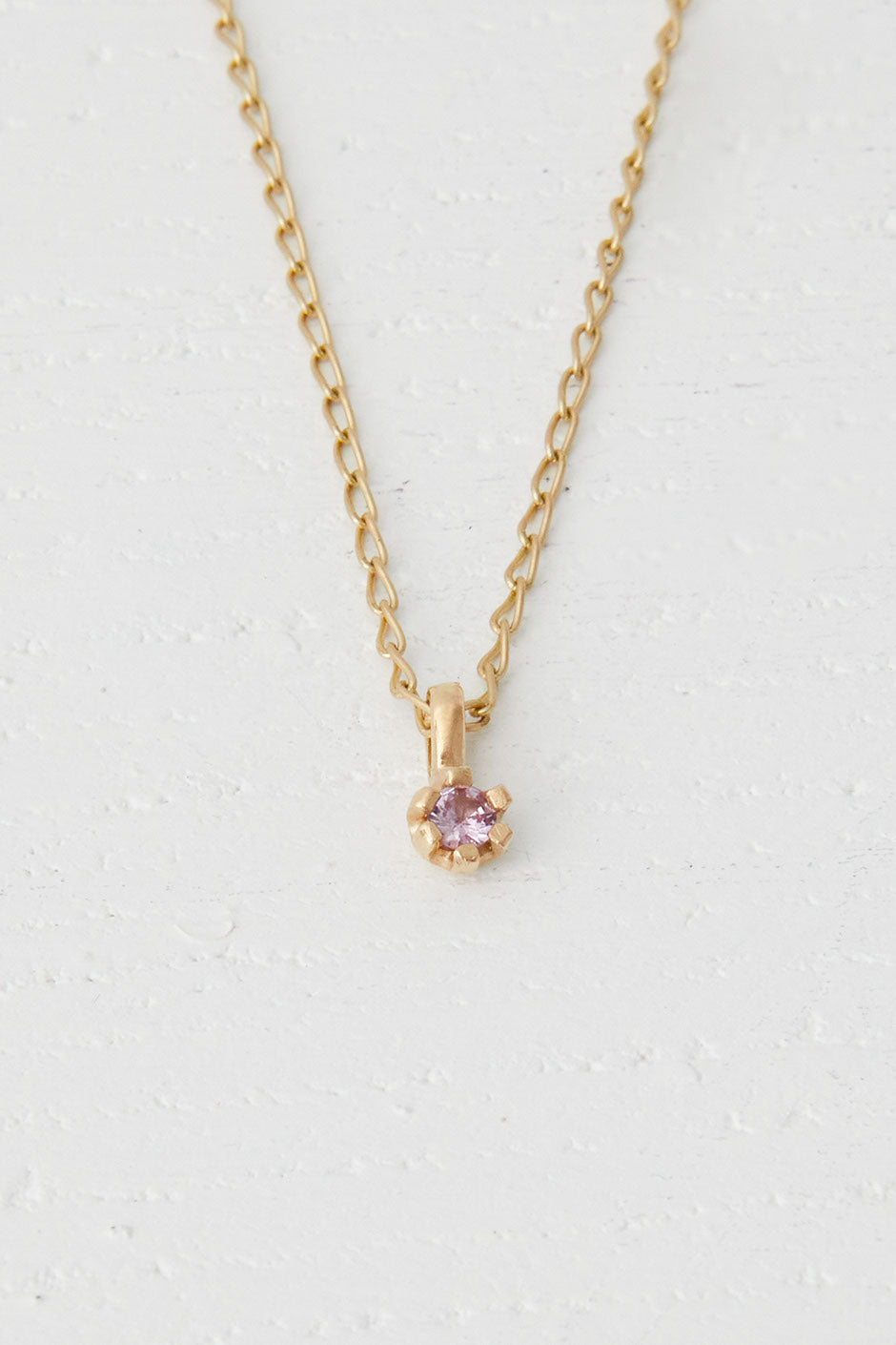 Pink Sapphire Pendant and Fine Cable Chain
