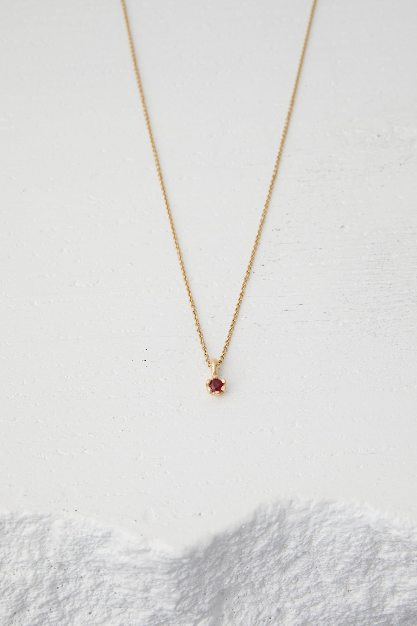 Red Ruby Pendant and Fine Cable Chain