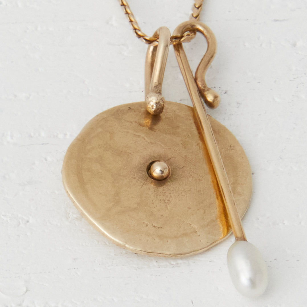 Disc and Pearl Necklace